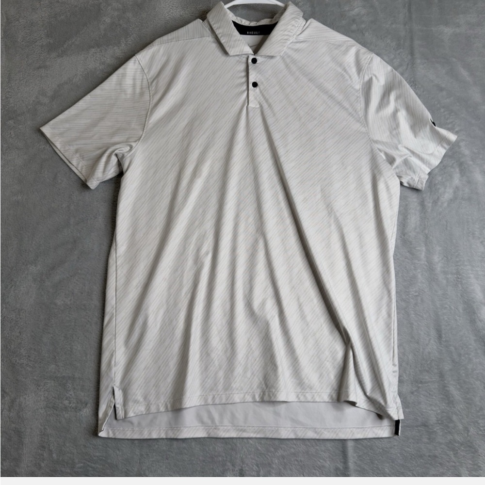 Nike Polo Shirt Men L White Golf Dri-Fit Performance Casual Office Short Sleeve